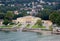 Italy, Lombardia, Como, 8/23/2018, aerial view of lake Como and city