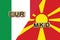 Italy and Macedonia currencies codes on national flags background