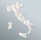 Italy map, administrative division, blue white card paper 3D blank