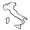 Italy map from the contour black brush lines different thickness on white background. Vector illustration