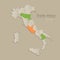 Italy map with individual states separated, infographics