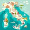 Italy map vector. Illustrated colored map of Italy