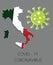 Italy map vector and italian flag with coronavirus - covid 19