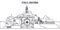 Italy, Matera line skyline vector illustration. Italy, Matera linear cityscape with famous landmarks, city sights