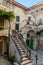 Italy. Matera. The Sassi. Tipical old houses with external staircase