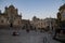 Italy. Matera, Unesco site and European Capital of Culture 2019. Square San Francesco d`Assisi after the sunset