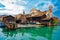 Italy - May 20, 2019: View on canal with gondola boat and motorboat water / river