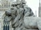 Italy, Milan, Cathedral Square (Piazza del Duomo), monument to Victor Emmanuel II, head of a lion