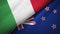 Italy and New Zealand two flags textile cloth, fabric texture
