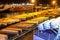 Italy - Numerous trucks are parked on the docks of the port of Civitavecchia