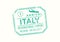 Italy Passport stamp. Visa stamp for travel. Rome international airport grunge sign. Immigration, arrival and departure symbol.