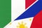 Italy and Philippines, symbol of two national flags from textile. Championship between two countries