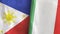 Italy and Philippines two flags textile cloth 3D rendering