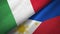 Italy and Philippines two flags textile cloth, fabric texture