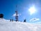 Italy-Piedmont- Stresa Mottarone-09-02-2013-skiers ski on top of
