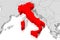 Italy - political map, red country shape, borders