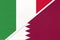 Italy and Qatar, symbol of two national flags from textile. Championship between two countries