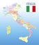 Italy regional map and italian flag