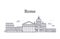 Italy rome architecture, europe skyline vector linear collection