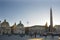 Italy, Rome - December 10, 2018. People`s Square - Piazza del Popolo - view. Church of Santa Maria dei Miracoli and