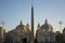 Italy, Rome - December 10, 2018. People`s Square - Piazza del Popolo - view. Church of Santa Maria dei Miracoli and