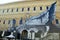 Italy, Rome, Piazza Farnese 96, Farnese Palace (Palazzo Farnese), facade of the palace with a fresco