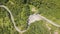 Italy. Route to Mandrioli mountain pass. Vertical view of bend like a s