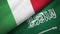 Italy and Saudi Arabia flags textile cloth, fabric texture