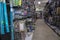Italy, Scalea - March 15, 2022: Aisle with stationery for school and office, various goods in a hardware store. A major home