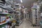 Italy, Scalea - March 15, 2022: Aisle with various goods in a hardware store. A major home improvement store with over one million