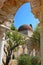 Italy. Sicily island. Palermo city. The monastery courtyard (cloister) of San Giovanni degli Eremiti Church