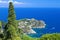 Italy, Sicily, Taormina bay, panoramic view of Capo Taormina and