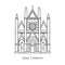 Italy, Siena Cathedral line vector illustration.