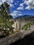 Italy - small town of Bobbio - panorama with Romanic bridge