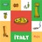 Italy Squared Doodle Vector Concept