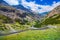 Italy, Stelvio National Park.Famous road to Stelvio Pass in Ortler Alps.Alpine landscape