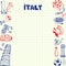 Italy Symbols Pen Drawn Doodles Vector Collection