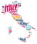 Italy top travel destinations word cloud