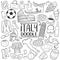 Italy Travel Traditional Doodle Icons Sketch Hand Made Design Vector