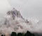 Italy, Trentino-Alto Adige, Sextener Dolomites, multi-day hike, evening entertainment at R.Z.Comici, view of Elferkofel, steep roc