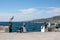 Italy, Trieste, woman observes the sea from the square