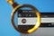 Italy, Turin- May 6, 2020: photo of the homepage of the fiat website. Fiat logo through a magnifier