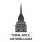 Italy, Turin, Mole , Antonelliana travel landmark vector illustration