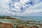 Italy, Tuscany, Castiglione della Pescaia, Maremma Tuscany, Panoramic view of the coast, beach and sea, from the castle