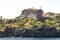 Italy Tuscany Livorno Capraia island, panoramic view from the sea of the fort of San Giorgio and the watchtower