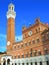 Italy, Tuscany, Siena: Palazzo Pubblico and Mangia Tower.