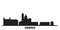 Italy, Urbino City city skyline isolated vector illustration. Italy, Urbino City travel black cityscape