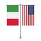 Italy and USA flags hanging together.