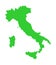 Italy vector map silhouette, green edition.