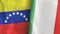 Italy and Venezuela two flags textile cloth 3D rendering